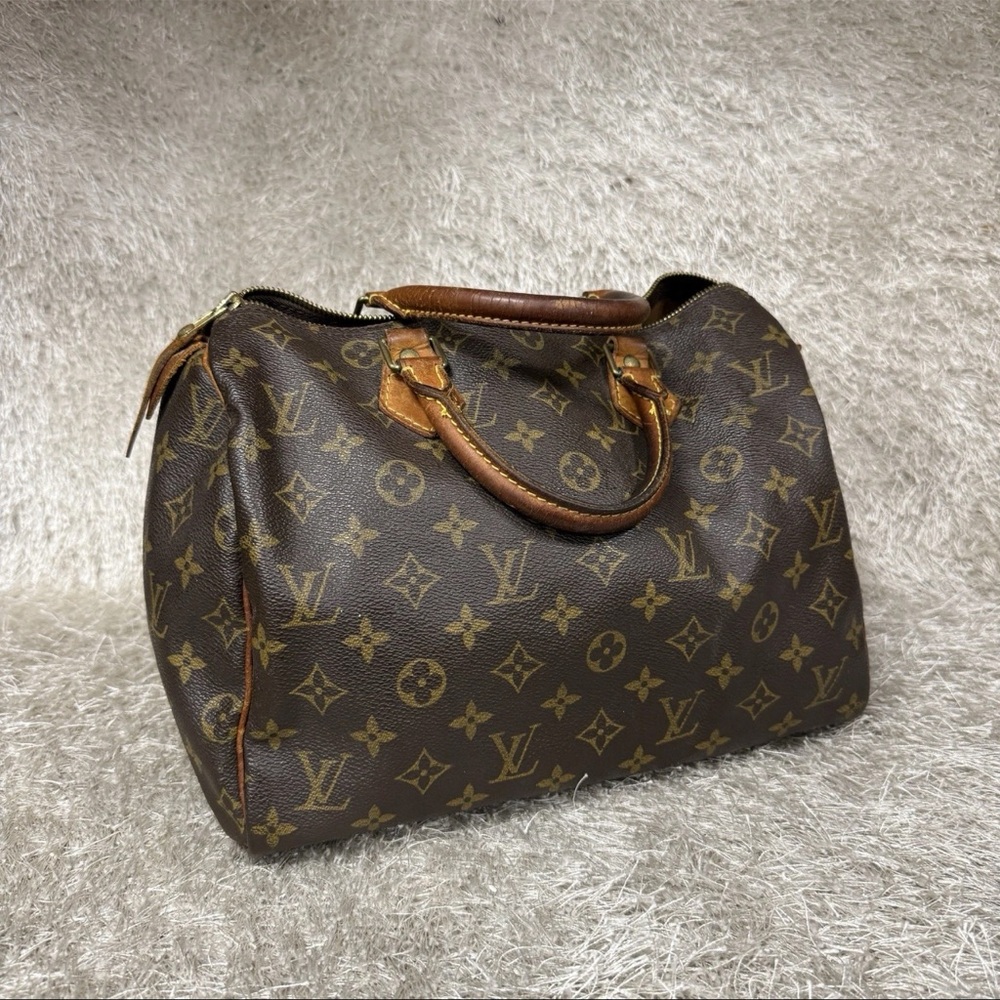 Louis Vuitton Speedy  Monogram Handbag Brown PVC Leather